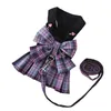 Dog Cat Harness Leash Set Bowknot Dresses Puppy Clothes For Small Vest Dress Teddy French Bulldog Pet Supplies 220808