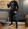 Men's Tracksuits Winter Men's Fashion Brand Leisure Design Heavy Craft Drilling Skull Hoodie Suit And Comfortable Two-PieceMen's