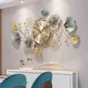 Relógio de parede de metal relógios 3d relógios de parede de decoração chinesa ginkgo biloba relógio de parede de design moderno decoração de sala de estar 210325