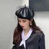 Japon Ins Pu maille chapeau femme automne et hiver Version coréenne du Tij octogonal béret britannique rétro peintre chapeau J220722