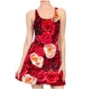 est Red Rose Flower Fashion 3D Print Dress Ladies Summer Party Girls Dress Casual Sexy Beach Robes 220617