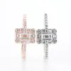 925 Sterling Silver Sparkling Square Halo Rings Womens CZ Diamond Wedding Gift Original Box For Pandora Ring Set