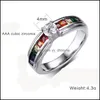 Band Rings Jewelry Men And Women Rainbow Ring The Zircon Austrian Crystal Gay Pride Fine Drop Delivery 2021 S63Cv