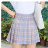 Korean Fashion Pleated Mini Skirts Womens 2022 Summer High Waist Kawaii Pink Black Plaid Skirt Harajuku Skirt Mujer Faldas
