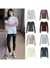 Vrouwen Lange Mouwen T-Shirts Effen Kleur Ijs Zijde Maansikkel Print Bodycon Ronde Hals Slim Casual Tops Lady Fashion Outfit 220510