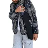 남성 재킷 코트 O- 넥 긴 소매 지퍼 지퍼 클로저 민족 스타일 재킷 캐슈 프린트 플러스 크기 따뜻한 캐주얼 의류 맨
