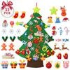 Juldekorationer filt träd med ornament barn år gåva leksaker fest vägg hängande dekoration för hem navidad 2022Christmas