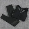 Athvotar 2 peça conjunto mulheres listra sem costura yoga treino roupas de fitness para colheita top push up leggings gym 220330