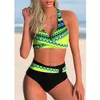 High Waist Bikini Women Push Up Sexy Swimwear Bathing Suit Set Female Summer Casual Print Swimsuit Beachwear Plus Size 220527