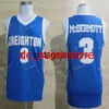 Мужская баскетбольная майка колледжа Creighton Bluejays Doug McDermott, синяя # 3, сшитые трикотажные изделия Doug McDermott S-XXL