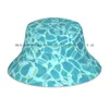 Berets Dancing Light Bucket Hat Sun Cap Water Swimming Pool Blue Turquoise Square Summer Reflections Minimalist Abstract