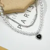 Подвесные ожерелья Vienkim 2022 Модная жемчужная колье ожерелье сердца двойное слое для женщин для женщин