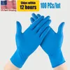 Blaue Einweghandschuhe aus Nitril, puderfrei, ohne Latex, Packung mit 100 Stück Handschuhen, rutschfeste Anti-Säure-Handschuhe FY9518 ss0112