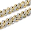 Link 14mm Strip Dense Cuban Chain Micro Set Zircon Platinum Collana Hip Hop da uomo bicolore in oro reale Inte22