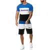 Summer Mens Shorts Set Fashion Print Summer Oeck Tshirt Shorts Set Man Running Basketball Streetwear Casual Short Sleeve 220526