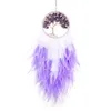 Girl Heart Dream Catcher National Feather Ornaments Lace Ribbons Feathers Wrapped Lights Girls Room Decor Dreamcatcher 220407