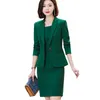 Vestido de dos piezas Elegante Oficina de Oficina Damas Falsas y faldas Traje Blazer Verde Purple Black Women Trabajo de trabajo Juego para invierno