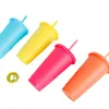 Water Bottles 24oz Single-layer Plastic Glitter Straw Cup Milk Tea Drink Cup Transparent Cola Children Plastic Cup