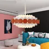 Pendant Lamps Nordic Creative Color Metal Paint Acrylic Disc Lamp Modern Children's Bedroom Art Deco LED Lighting Hanging Pipe FixturePendan