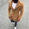 Men's Wool & Blends Nice Autumn Coat Men Long Trench Fashion Mens Button Solid Color Sleeved Windbreaker T220810