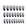 False Nails 24pcs Dark Style 3D Rhinestone Inlaid Fake With Glue Temovable Long Paragraph Fashion Manicure Fully Covered Nail Decor Prud22