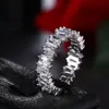 الهيب هوب المثلج خاتم الحب CZ Stone Tennis Band Rings Women Charm Jewelry Jewelry Crystal Zircon Diamond Rose Gold Silver Wedding G287W