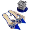 Slippers High Heels Bowknot Rhingestone Fashion pointu pointu de sandalssslippers de talon PVC transparent Muller