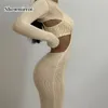 Showmirrork -Renkli Elbise Setleri İki Parçalı Set Kadınlar Etek Camisole Mahsul Top Sonbahar Uzun Kollu Arka Çıkmaz Lady Bodycon 220510