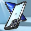 Super stötsäkert telefonfodral för iPhone 13 Pro Max 12 11 XR XMAX 7 8 Plus Anti-Fall 3 i 1 mobiltelefonfodral med aluminiumstångsdekoration B.