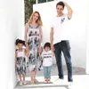 New Summer Family Look Mother Father Kids Matching Outfits Floral Print Strapless Dress Casual T-Shirt Baby Rompers Clothes