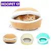 Hoopet Warm Cat Bed House Hamburger Disassemblability Windproof Pet Puppy Nest Shell Hiding Burger Bun För Vinter 220323