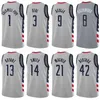 スクリーンプリントバスケットボールBradley Beal Jersey 3 Thomas 13 Raul Neto 19 Davis Bertans 42 Spencer Dinwiddie 26 Deni Avdija 9 Naky Blue Red White Black Blue Red Woman Woys