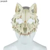 Fête longues dents démon samouraï blanc os loup Dragon tigre Houjuu Nue masque Cosplay Halloween accessoires accessoire 220611