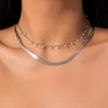 Bohème métal serpent chaîne collier pour femmes mode Imitation perle pendentif fine chaîne Sexy plage combinaison collier