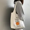 Bolsas de noite WG Fruit laranja Bolsa de lona feminina Literária Japonês Vesto de Estudante Ins simples Impressão portátil ombro 2022