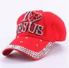 Ball Caps Women Denim Cloth Artificial Stones Bling Red I Love Heart Jesus Cotton Baseball CapsBall