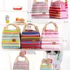 Lunch Totes Bag Thermal Insulated Portable Cool Canvas Stripe Carry Case Picnic high quality RRE13548