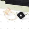 Bagues d'amour de mariage pour femmes, nacre naturelle avec diamant, bague de créateur, trèfle à quatre feuilles noir, style classique, bague carrée personnalisée, mode, fête sociale, cadeau de vacances