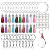 Keychains 200 st akryl Keychain Blanks -kit med nyckelringar Jump Round Clear Discs Circles Colorful Tassel Pendants For DIY MIRI22