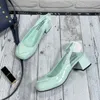 Designers Sandals Heels 4,5 cm Women Sandals Black White Pink Slipper Triangle Retro Mary Jane Mules Platform Sandal 35-40