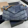 Роскошные сумки вымыты джинсовые сумки для модных пакетов классическая лоскута карманная цепь ковбой -дизайнер дизайнер женщин y luo сумки