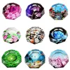 Colorful Multi Pattern Crystal Glass Cigarette Holder Ashtrays Innovative Design Dry Herb Tobacco Preroll Roller Smoking Ash Container Ashtray DHL Free