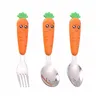 Utensile per bambini Simpatico cartone animato Carota Posate Materiale alimentare Kid Stoviglie in acciaio inossidabile Carota Forchetta Cucchiaio Stoviglie Cucchiaio RRE13632