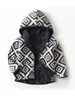 Toddler Boys Geo Print Contrast Binding Teddy Lined Hooded Fleece Jacket SHE