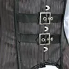 Steampunk Korsett Randiga Långa Remmar Bustier Vest Topp med Vit Gothic Blus Plus Size Burlesk Kostym Korsett 220524