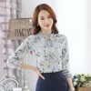 Camisas florales Ventas Moda Blusas de mujer Slim Three Qurter Lantern Sleeve Bow Tied Casual Camisa S-3XL