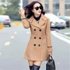 Kvinnors ullblandningar Woolen Coat Women Yellow M-3XL Plus Size 2022 Autumn Winter Korean Fashion Slim Office Lady Professional Clothing LD14