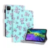 PU Leather Tablet Factions لـ Apple iPad Pro 12.9 Samsung Galaxy Tab S7 Plus T970 T975 ، View View Angle Cartoon Pattern Flip Kickstand Wover مع فتحات البطاقة