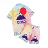 Casablanc-S 22SS Designer Shirts Masao San Print Mens Casual Hemd Damen Lose Seidenhemd Kurzärärmische Luxus T-Shirt Hochqualität