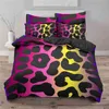 Leopardtryck täcke täcke set king size africa djur sängkläder för flickor pojkar barn tonåring färgglad tvilling täcke